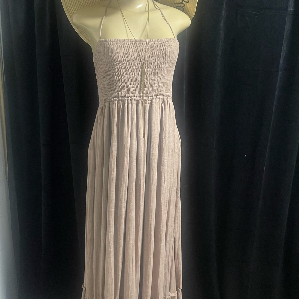 HYFVE Strapless Beige Maxi Dress